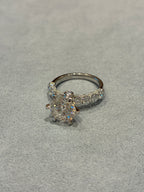 Pave Rings Pt950 White Gold Round Cut 3.33ct G/VS2 Side stone 1.492ct