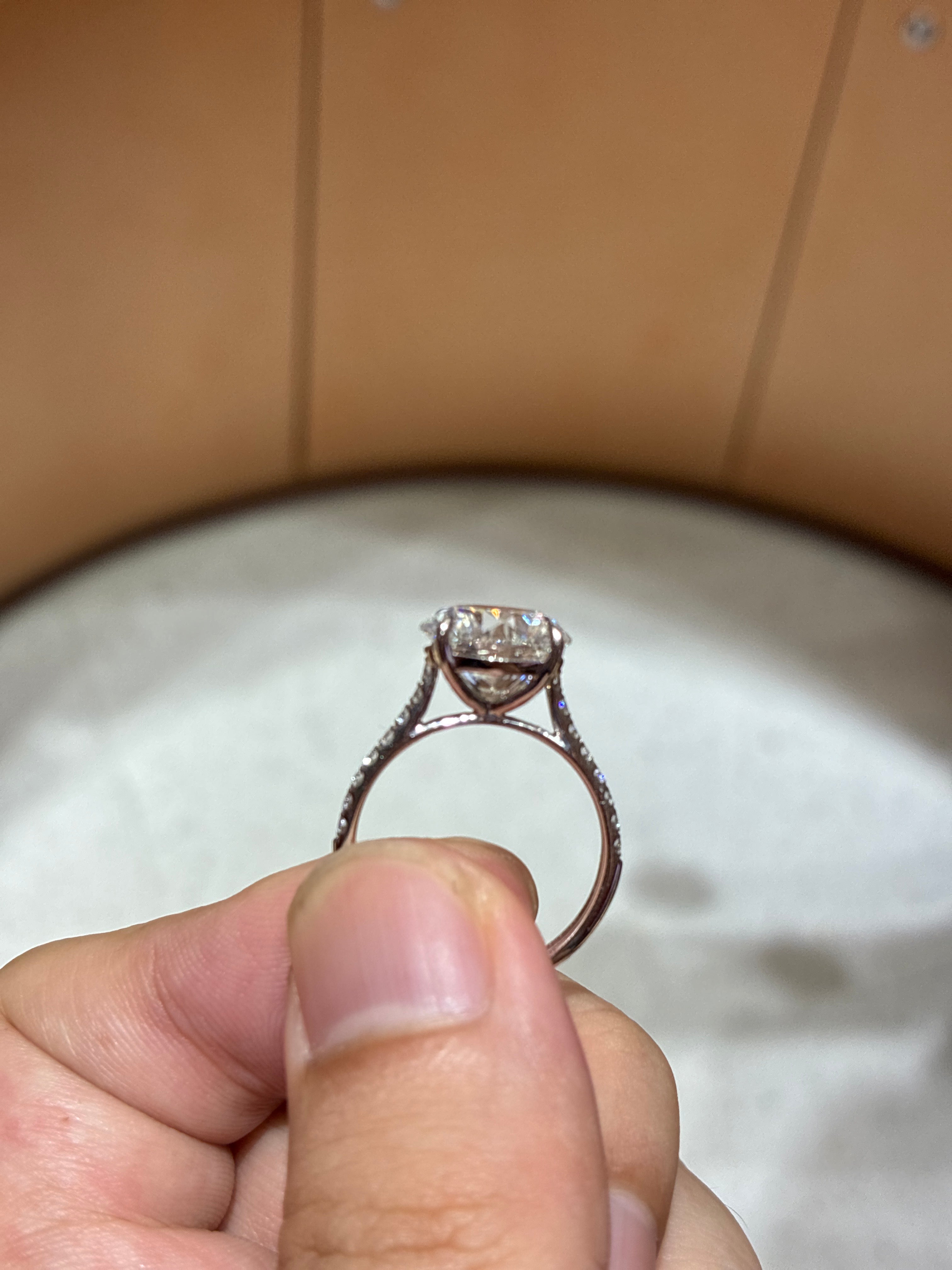 Half deposit for Kimberly,18K White Gold Ring with hidden halo ,main stone 5.05ct E VS1 side stone 0.283ct