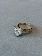 Hidden Halo Ring 18K Yellow Gold Main Stone Heart Shape 5.01 ct D/VVS2 side stone0.218ct