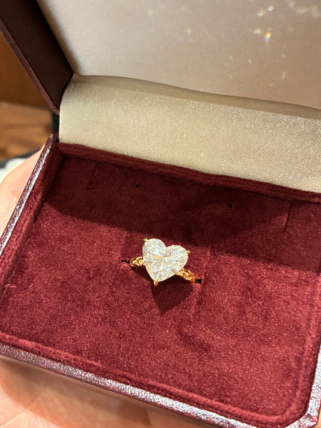 Hidden Halo Ring 18K Yellow Gold Main Stone Heart Shape 5.01 ct D/VVS2 side stone0.218ct