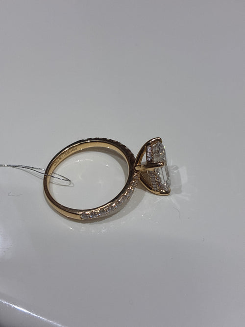 Customize for Lily,14K yellow gold,emerald 3ct E VVS2,hidden halo with plain band