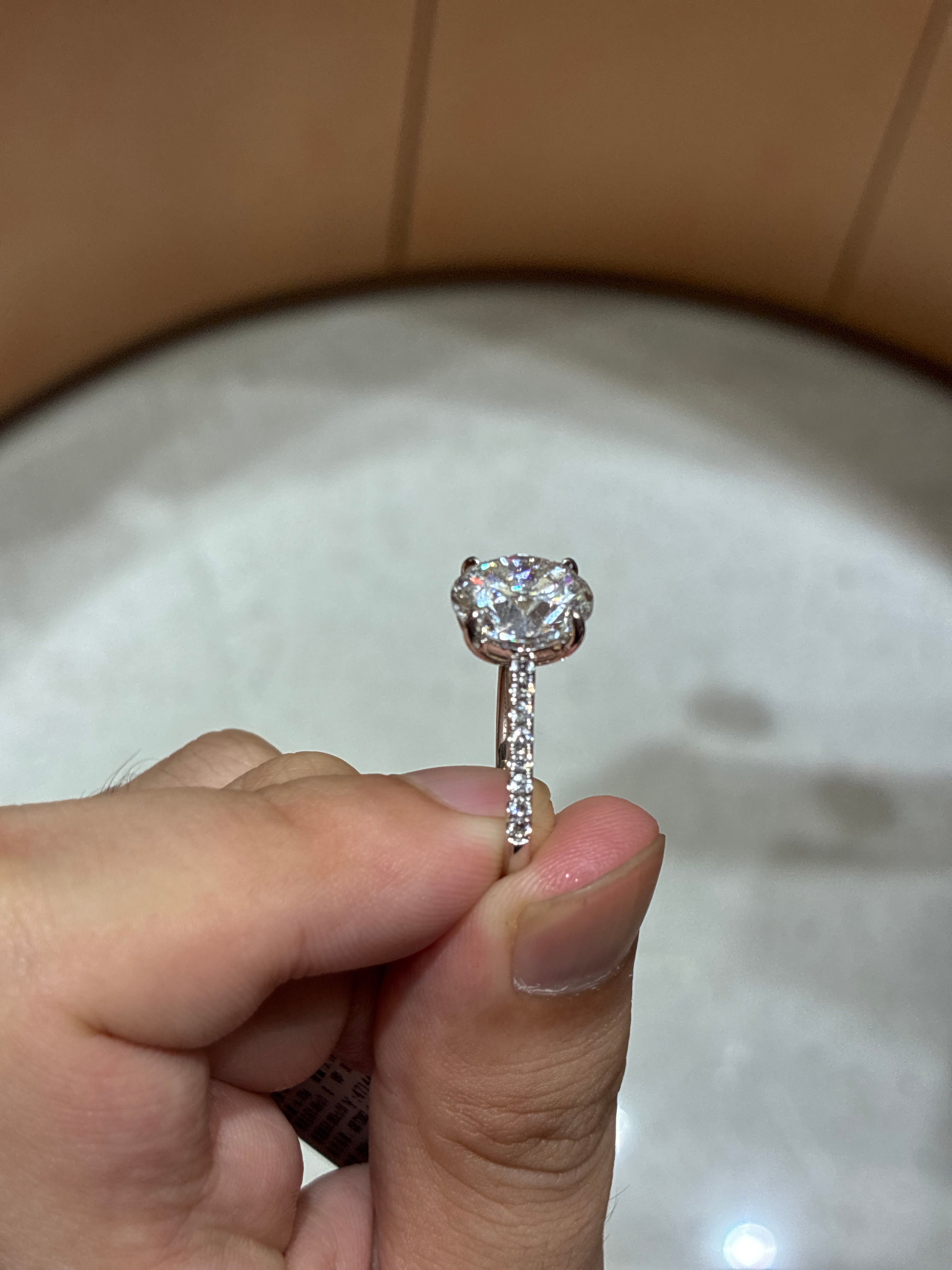 Half deposit for Kimberly,18K White Gold Ring with hidden halo ,main stone 5.05ct E VS1 side stone 0.283ct
