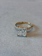 18K Yelloe Gold Princess Cut 3.02ct D VVS2 Side Stone 0.387ct/34p