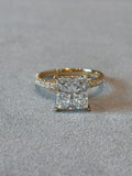 18K Yelloe Gold Princess Cut 3.02ct D VVS2 Side Stone 0.387ct/34p
