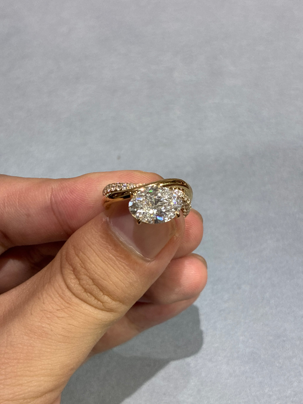 For Michelle,East West style,Oval 3.06ct D VVS2 side stone 0.445ct