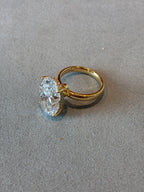 Solitaire Ring With Hidden Halo 18K Yellow Gold Oval Cut 10.58ct E/VVS2 2EX side stone 0.169ct/28p