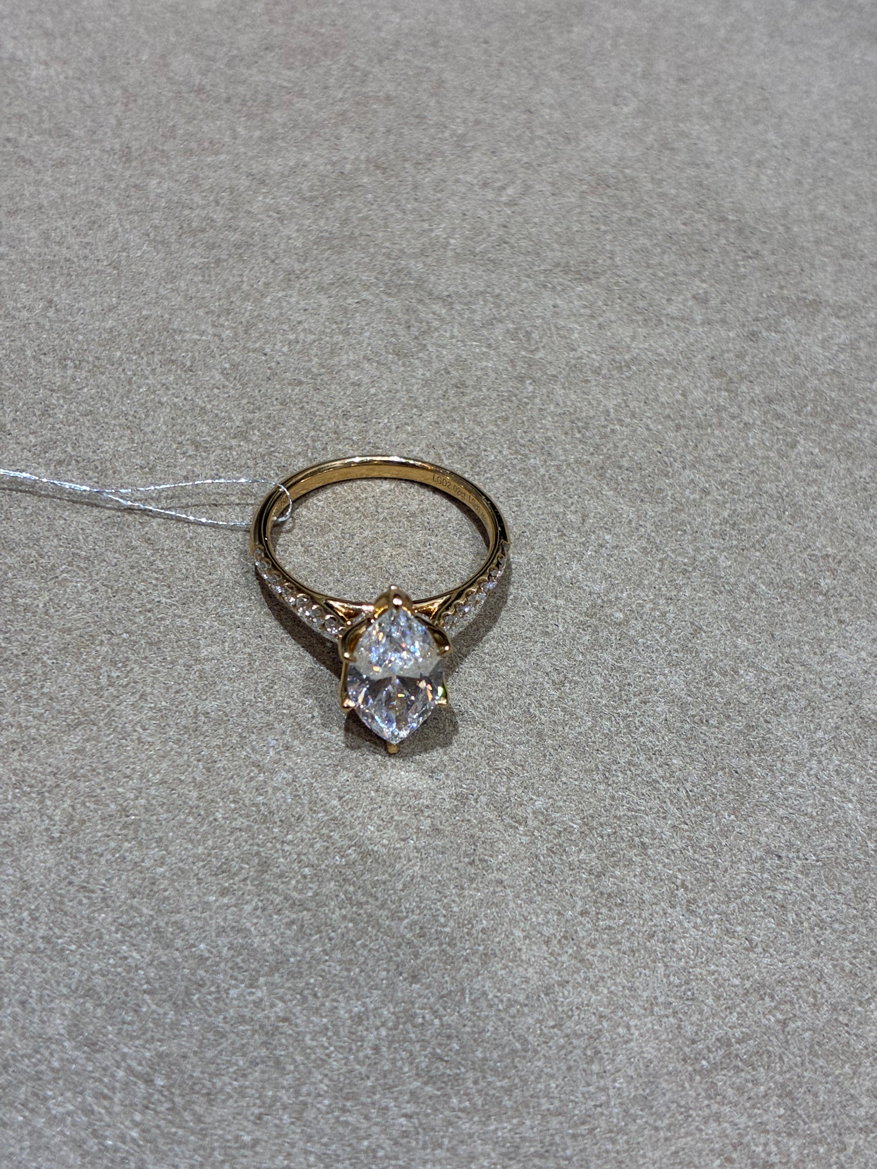 Half Deposit for Ariana,18K Yellow Gold Ring Marquise Cut 2ct side stone 0.485ct