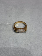 For Tracy,18K gold pinky ring,Solid gold wt 5.45g,EastWest style,Marquise 2ct D VVS2