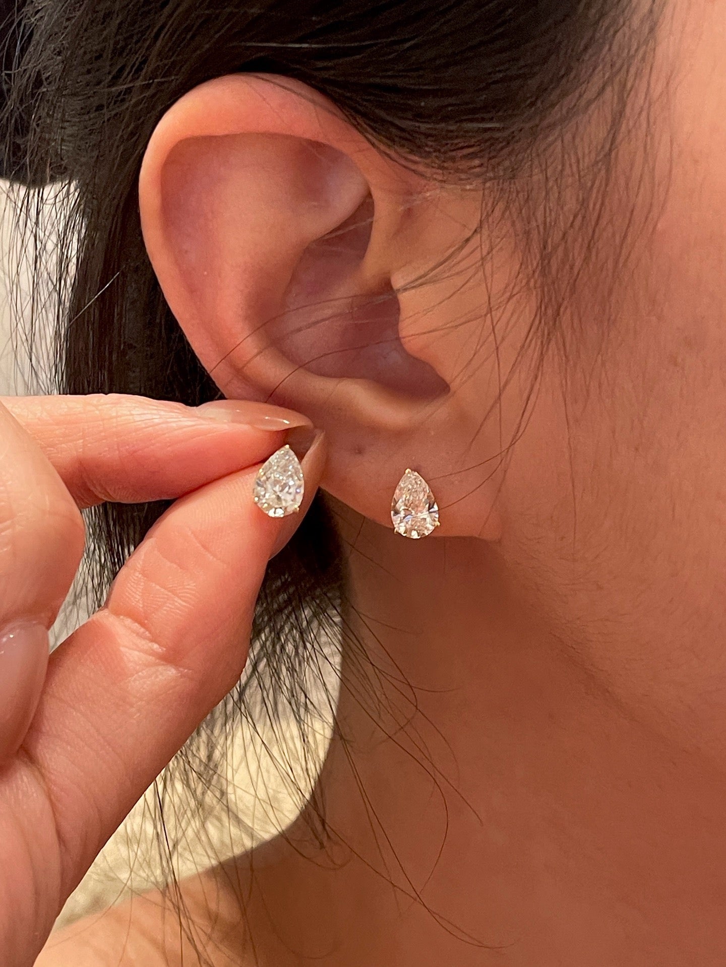 Stud Earrings|                      Pear Cut 1.51ct/2p|                               14K Yellow Gold