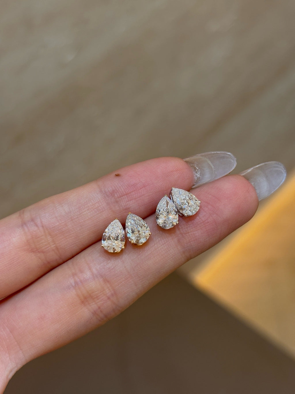 Stud Earrings|                      Pear Cut 1.51ct/2p|                               14K Yellow Gold