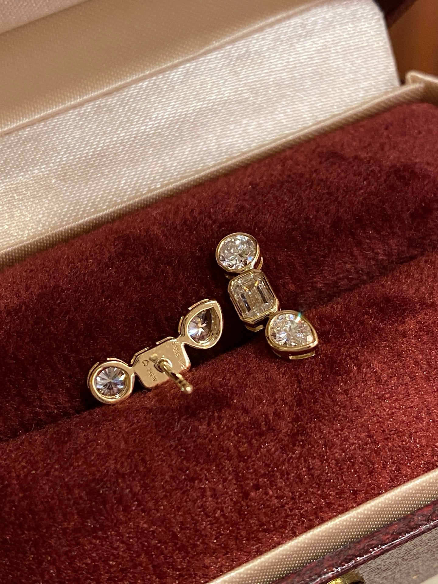 Stud Earrings 1.06ct/6p |Oval&Pear&Emerald Cut |     14K Yellow Gold