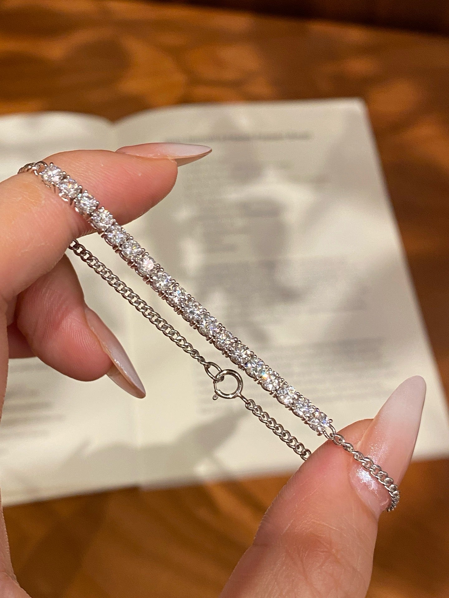 Half Tennis Bracelet 0.15ct/p | RoundCut  | 18K White Gold |all stone2.902ct/18p