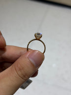 For KimberlyGuzman,Ring with Hidden halo and half pave band,18K yellow gold.Main stone 3ct